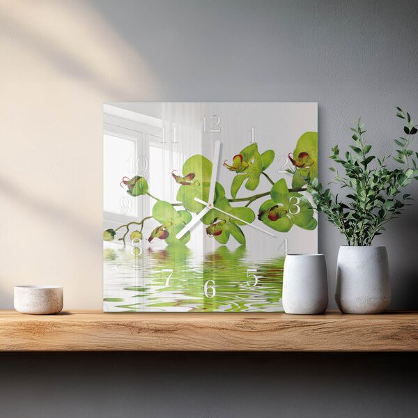Skleněné hodiny Orchidej zskb-30x30-00079049