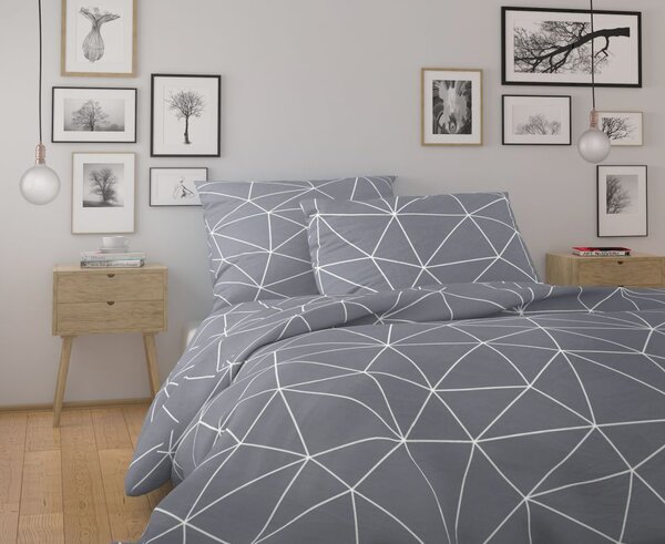 Kvalitex Ložní bavlněné povlečení GRID šedé 1x 140/200, 1x 70/90cm