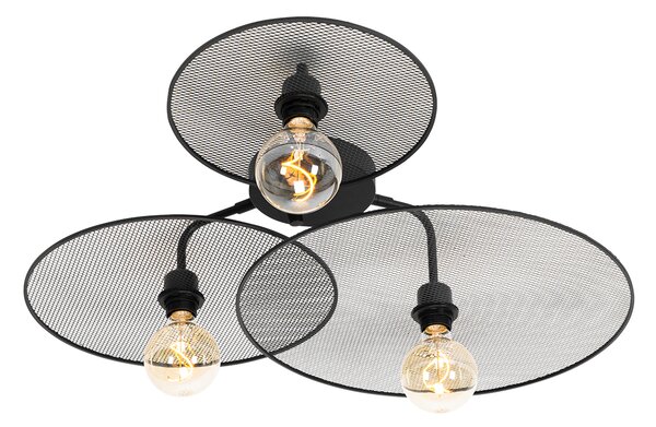 Designová nástěnná lampa černá s pletivem 3-světlo - Jane