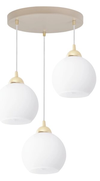 Závěsné svítidlo Eliza, 3x bílé skleněné stínítko, g/be, o