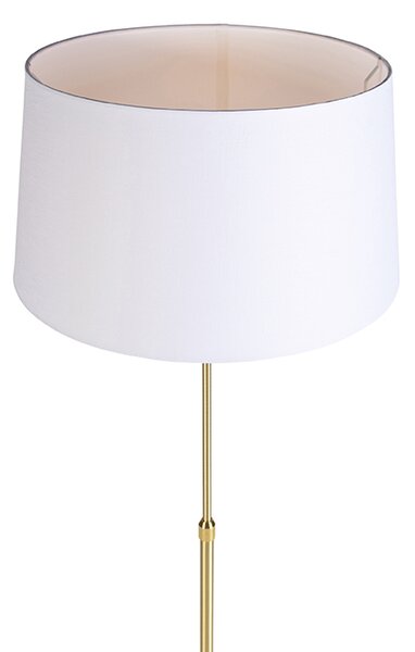 Chytrá stojací lampa zlatá s lněným stínítkem bílým 45 cm vč. Wifi A60 - Parte