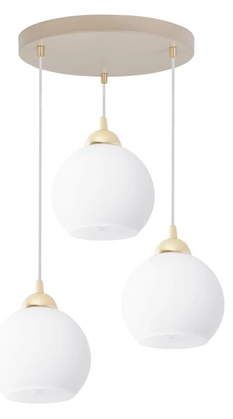 Závěsné svítidlo Eliza, 3x bílé skleněné stínítko, g/be, o