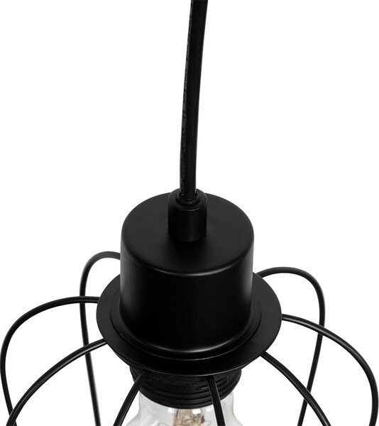 Chytré závěsné svítidlo černé se dřevem vč. 4 Wifi A60 - Stronk