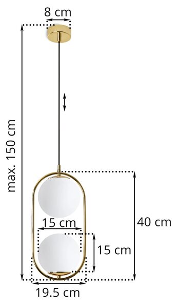 Závěsné svítidlo Florence, 2x bílé skleněné stínítko, g, U