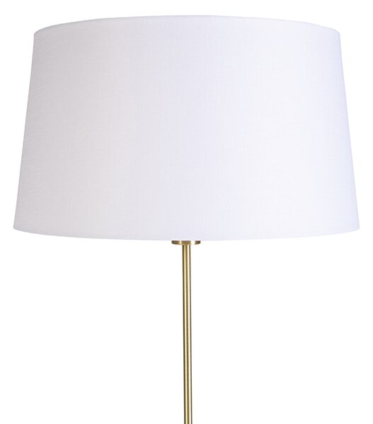 Chytrá stojací lampa zlatá s lněným stínítkem bílým 45 cm vč. Wifi A60 - Parte