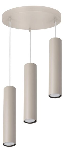 Závěsné svítidlo Tuba, 3x béžové kovové stínítko