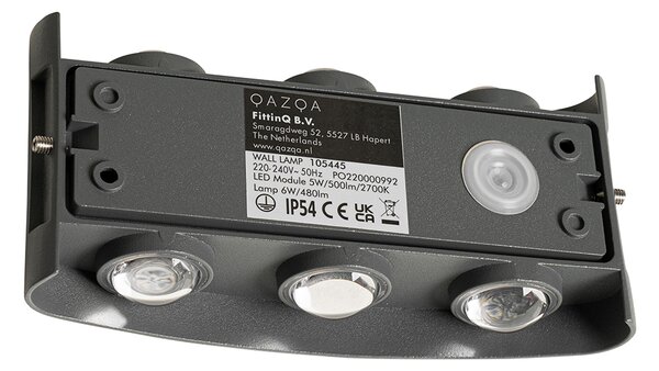 Venkovní nástěnné svítidlo tmavě šedé vč. LED 6-světlo IP54 - Silly
