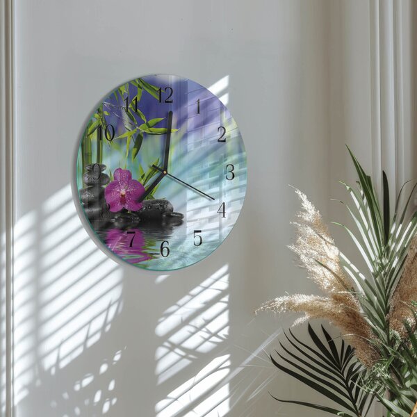 Skleněné nástěnné hodiny Lázeňská orchidej zsoc-fi30-00176778