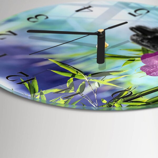 Skleněné nástěnné hodiny Lázeňská orchidej zsoc-fi30-00176778