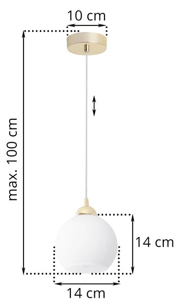 Závěsné svítidlo Eliza, 1x bílé skleněné stínítko, g