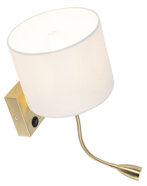 Chytrá nástěnná lampa zlatá s bílým stínítkem vč. Wifi A60 - Brescia