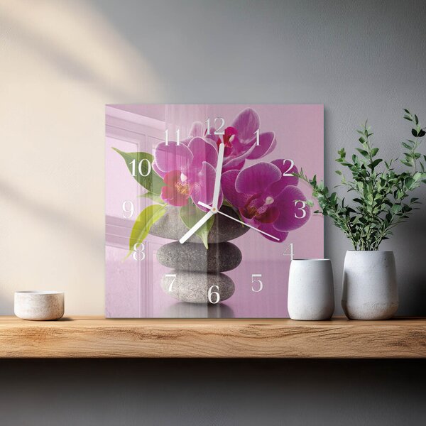 Skleněné hodiny Orchidej zskb-30x30-00085412