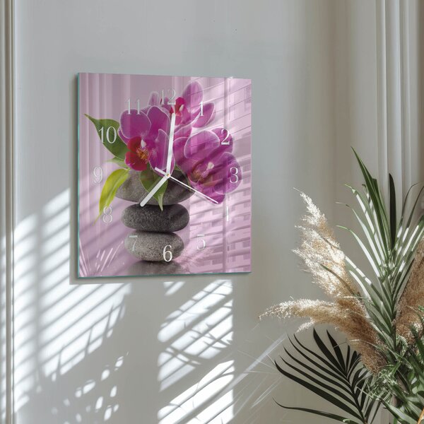 Skleněné hodiny Orchidej zskb-30x30-00085412