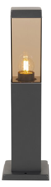 Moderní venkovní stojací lampa tmavě šedá s kouřovým sklem 45 cm - Malios