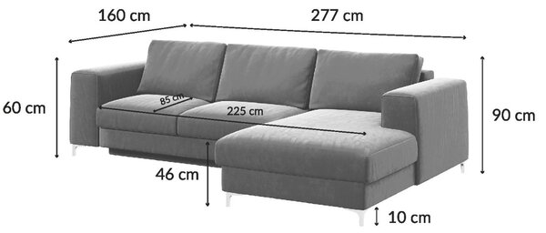 Devichy Sametová rozkládací pohovka Rothe 277 cm, levá