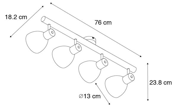 Rustikální bodové svítidlo černé se dřevem 4-světlo - Flint