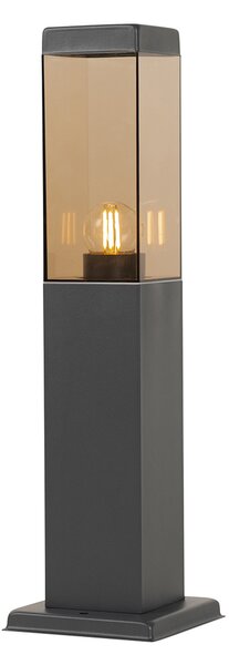 Moderní venkovní stojací lampa tmavě šedá s kouřovým sklem 45 cm - Malios