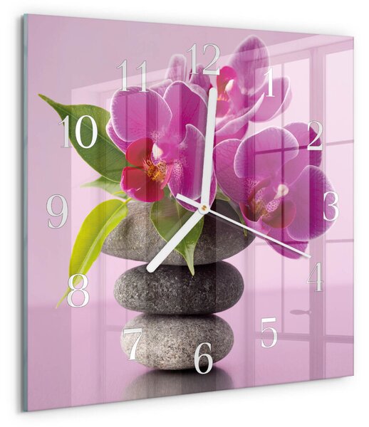 Skleněné hodiny Orchidej zskb-30x30-00085412