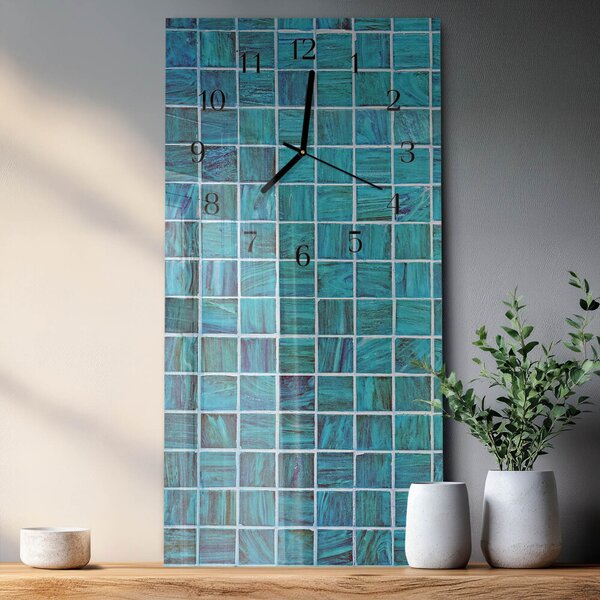 Skleněné hodiny vertikální Modré dlaždice zsppc-30x60-00181483