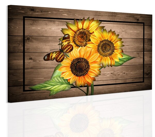 Malvis Obraz slunečnice na dřevě Velikost: 90x60 cm