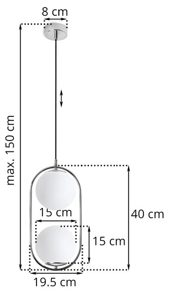 Závěsné svítidlo Florence, 2x bílé skleněné stínítko, ch, U