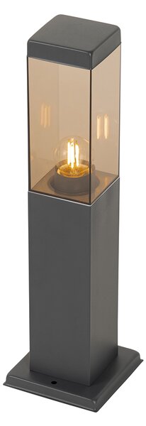 Moderní venkovní stojací lampa tmavě šedá s kouřovým sklem 45 cm - Malios