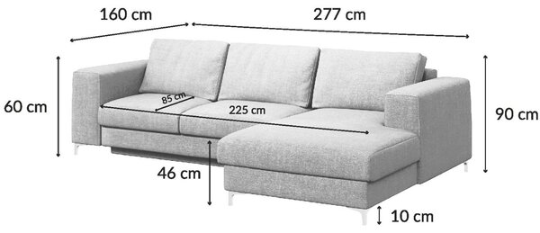 Devichy Rozkládací pohovka Rothe 277 cm, levá