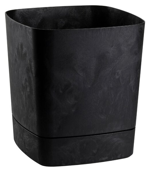 PLASTOVÝ KVĚTINÁČ CUBI 34X36,5 CM IMITACE BETONU ČERNÁ