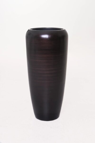 Luxusní květináč CAVITA, sklolaminát, výška 75 cm, černo-hnědý hedvábný mat