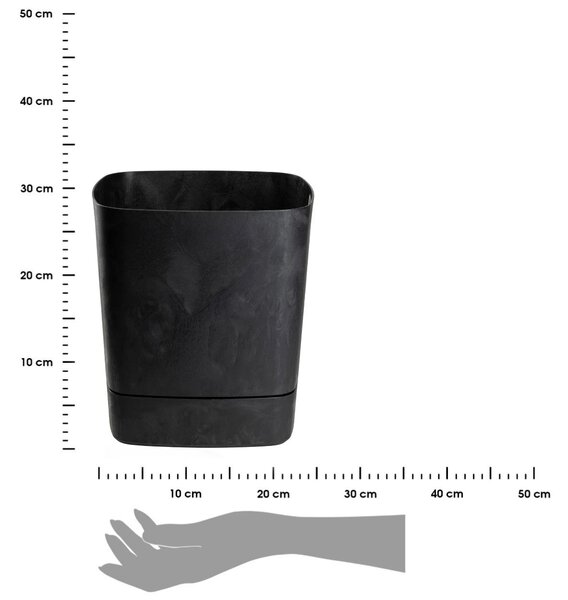 PLASTOVÝ KVĚTINÁČ CUBI 30X33 CM IMITACE BETONU ČERNÁ