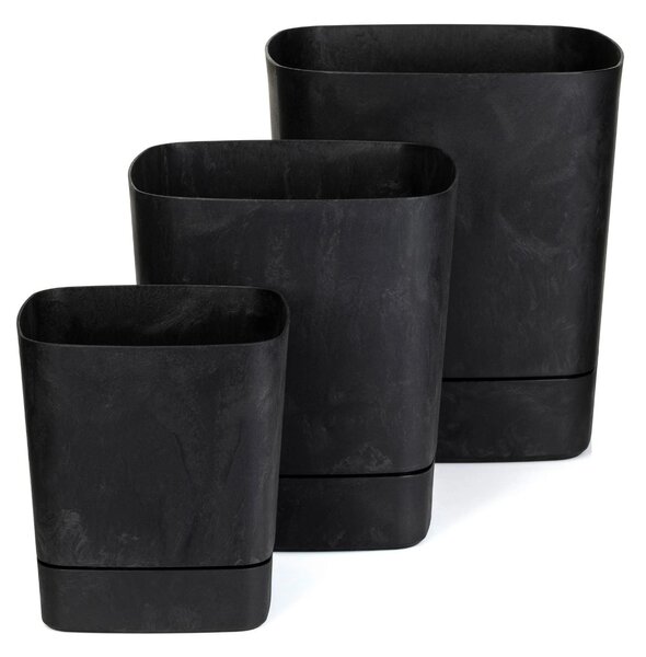PLASTOVÝ KVĚTINÁČ CUBI 34X36,5 CM IMITACE BETONU ČERNÁ