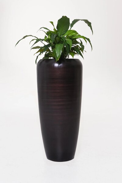 Luxusní květináč CAVITA, sklolaminát, výška 75 cm, černo-hnědý hedvábný mat