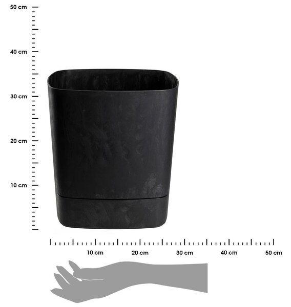 PLASTOVÝ KVĚTINÁČ CUBI 34X36,5 CM IMITACE BETONU ČERNÁ