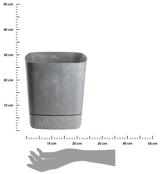 PLASTOVÝ KVĚTINÁČ CUBI 30X33 CM IMITACE BETONU ŠEDÁ