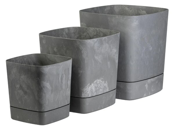PLASTOVÝ KVĚTINÁČ CUBI 34X36,5 CM IMITACE BETONU ŠEDÁ