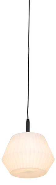 Moderní venkovní závěsné svítidlo černé s bílým stínítkem 33 cm IP44 - Robbert