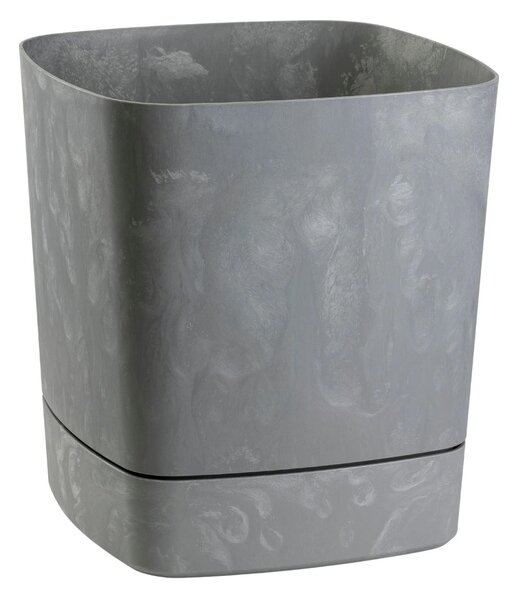 PLASTOVÝ KVĚTINÁČ CUBI 34X36,5 CM IMITACE BETONU ŠEDÁ