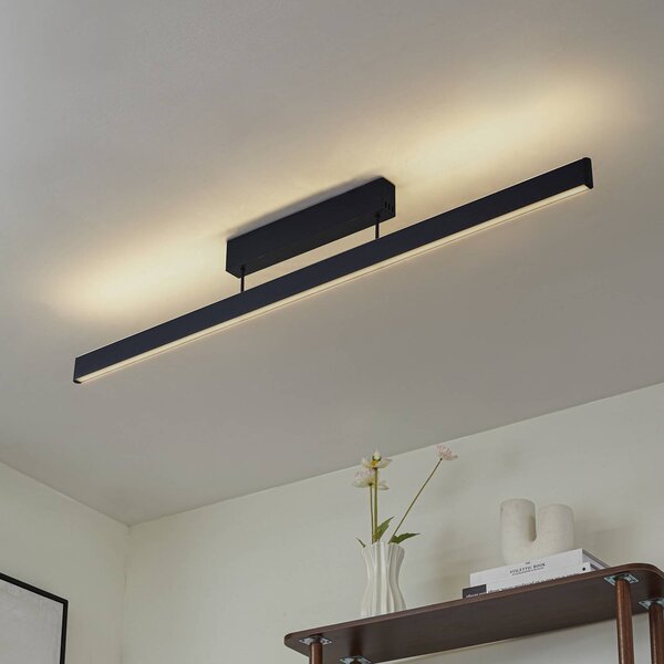Lucande Smart LED stropní svítidlo Mylosh, černé, Tuya, stmívatelný, Černá, Obývací pokoj / jídelna, Hliník, Moderní