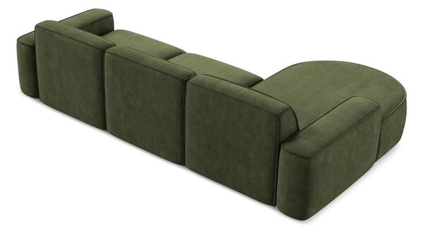 Zelená žinylková rohová pohovka (levý roh/s lenoškou) Omao – Makamii