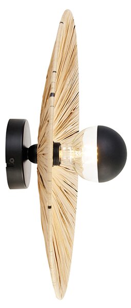 Rustikální nástěnné svítidlo černé s lanem 45 cm - Leia