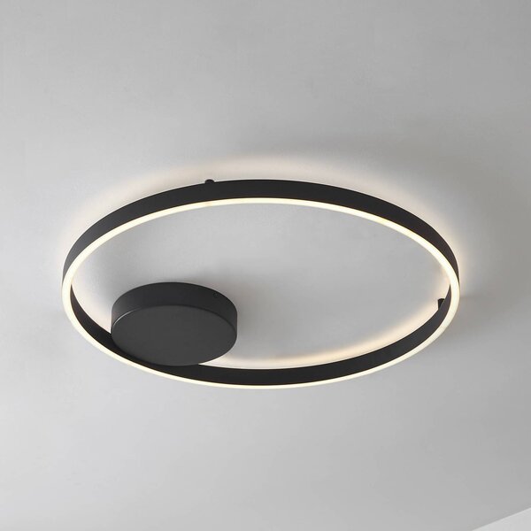 Lucande Smart LED stropní svítidlo Moise, černé, Tuya, stmívatelný, Černá, Obývací pokoj / jídelna, Hliník, Moderní