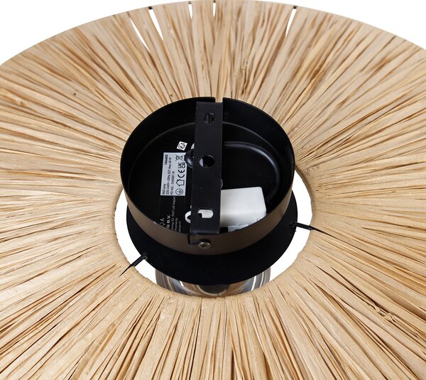 Rustikální nástěnná lampa černá s provazem 60 cm - Leia