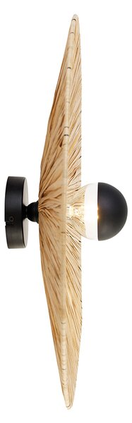 Rustikální nástěnná lampa černá s provazem 60 cm - Leia
