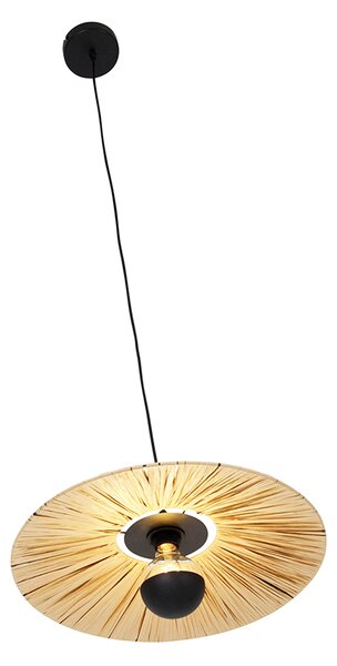 Rustikální závěsné svítidlo černé s lanem 45 cm - Leia