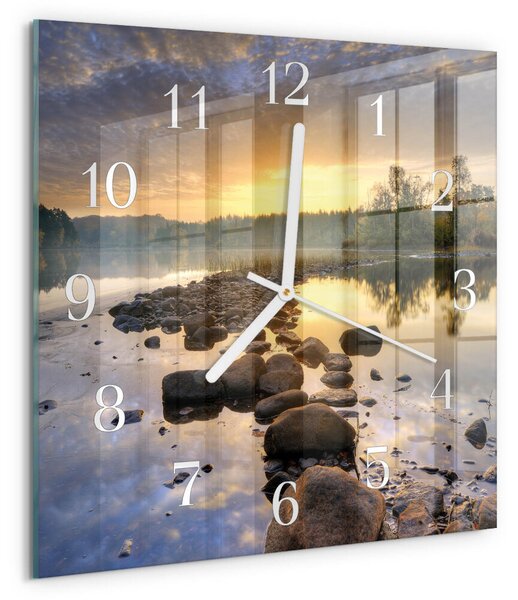 Skleněné hodiny Jezero Natura zskb-30x30-00084631