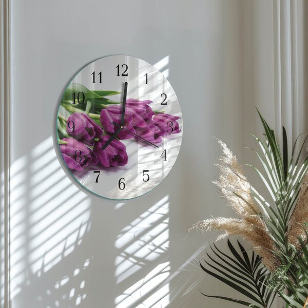 Skleněné nástěnné hodiny Tulipány zsoc-fi30-00178671
