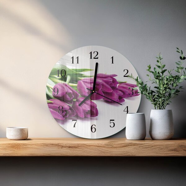 Skleněné nástěnné hodiny Tulipány zsoc-fi30-00178671