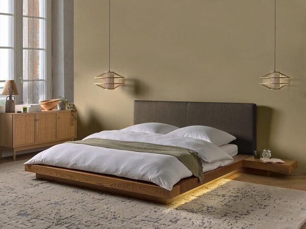 LED postel Buklé ZEN 160 x 200 cm Přírodní jasan