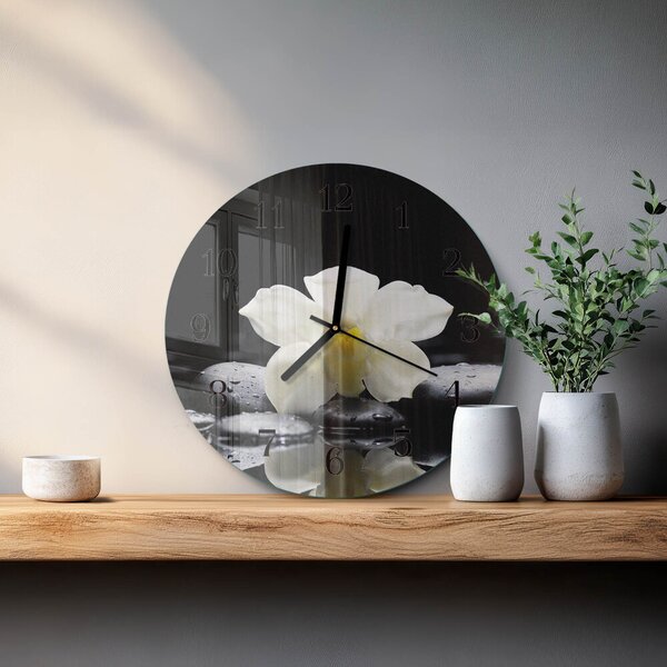 Skleněné nástěnné hodiny Orchidejové kameny zsoc-fi30-00058685