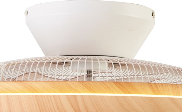 Stropní ventilátor s dřevěným potiskem a hvězdným efektem 60 cm vč. LED stmívatelný s dálkovým ovládáním - Climo